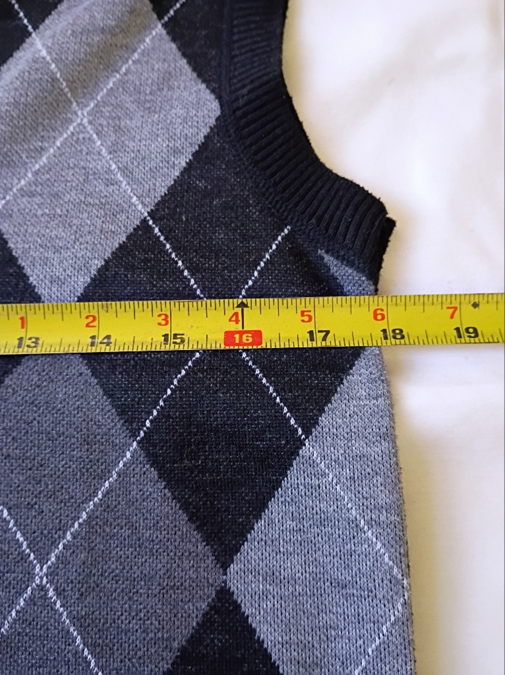 Whipper In Junior’s Gray and Black Argyle V-Neck Sweater Vest - Picture 4 of 5